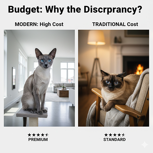 So sánh giá mèo Xiêm hiện đại và mèo Xiêm truyền thống – lý do chênh lệch giá