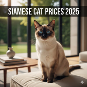 Mèo Xiêm thuần chủng ngồi trong phòng khách, ảnh minh họa bài giá mèo Xiêm 2025