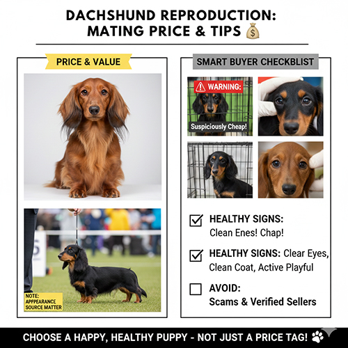 Infographic giá phối giống chó Lạp xưởng và checklist chọn dịch vụ uy tín