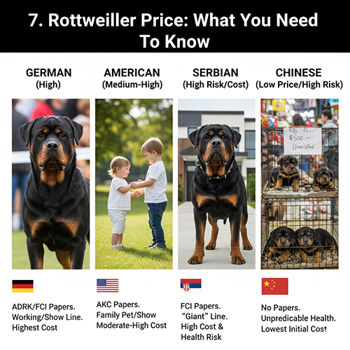 So sánh giá chó Rottweiler Đức, Mỹ, Serbia và Trung Quốc theo rủi ro và giấy tờ