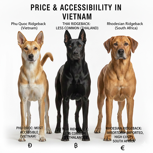 So sánh giá và mức độ phổ biến của chó Phú Quốc, chó xoáy Thái và Rhodesian Ridgeback tại Việt Nam