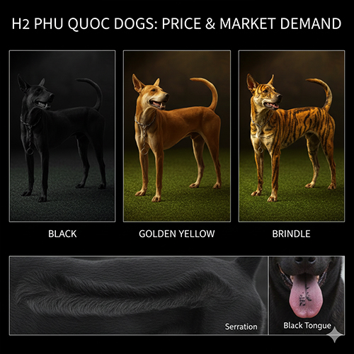 So sánh giá và nhu cầu thị trường chó Phú Quốc theo màu lông: đen, vàng và vện