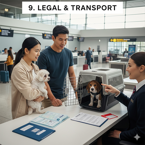 Giấy tờ, vận chuyển và thủ tục pháp lý khi đưa chó đi xa hoặc đi máy bay