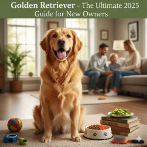 Giống chó Golden Retriever trong phòng khách, minh họa cho cẩm nang 2025 dành cho người mới nuôi 🐶💛