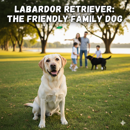 Ảnh giống chó Labrador Retriever thân thiện chơi cùng gia đình ngoài công viên