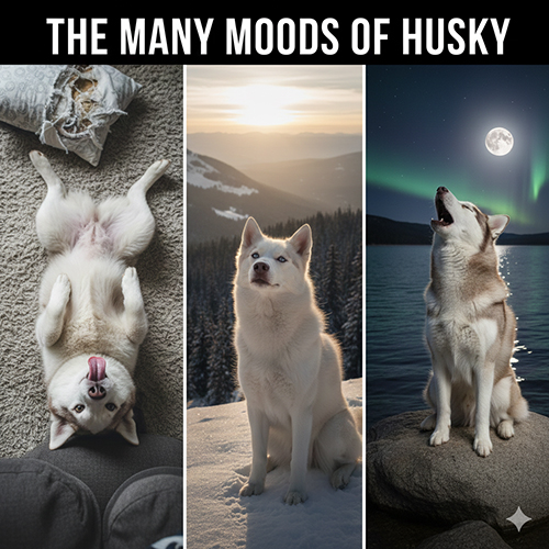 Bộ ảnh nhiều trạng thái cảm xúc của chó Husky từ ngáo đến nghiêm túc và hú