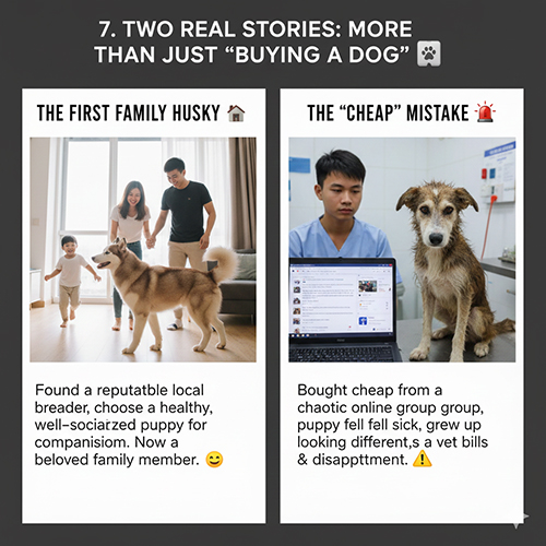 hai cau chuyen thuc te ve mua cho Husky va bai hoc ve uy tin va gia re