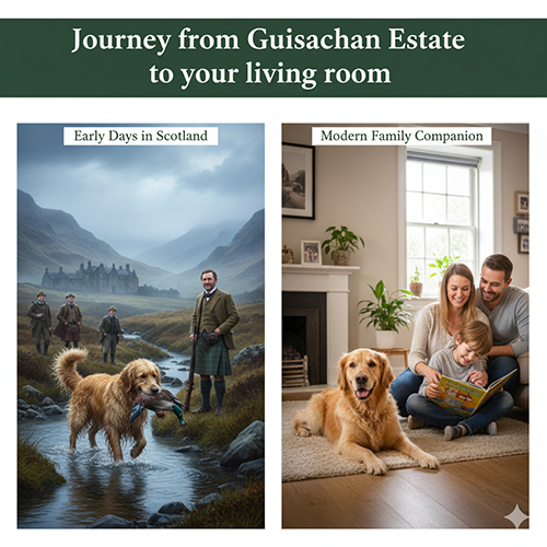 Hành trình từ điền trang Guisachan ở Scotland đến phòng khách gia đình hiện đại, chú chó Golden Retriever từ chó săn tha mồi trở thành thú cưng gắn bó với trẻ nhỏ
