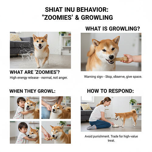 Hành vi chó Shiba Inu khi ngáo chạy vòng và gầm gừ cảnh báo khó chịu