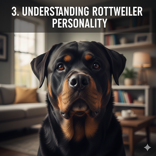 Chân dung chó Rottweiler thể hiện sự điềm tĩnh, tự tin và bản năng quan sát cao