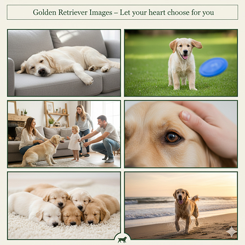 Bộ sưu tập hình ảnh chó Golden Retriever trong nhà, ngoài bãi cỏ, trên bãi biển và chó con đang ngủ ôm nhau