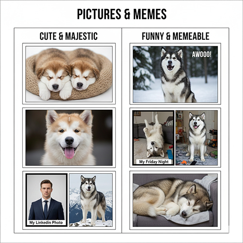 Hình ảnh và meme chó Alaska Malamute dễ thương hài hước