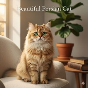 Hình ảnh mèo Ba Tư đẹp với bộ lông dài mềm, màu vàng nâu và đôi mắt xanh nổi bật