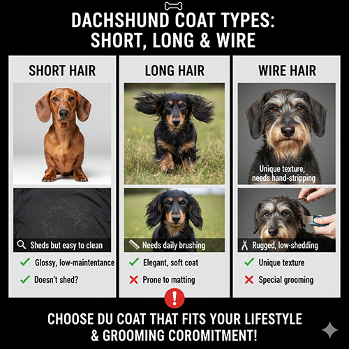 hình chó Lạp xưởng theo ba loại lông gồm lông ngắn lông dài và lông xù wire hair