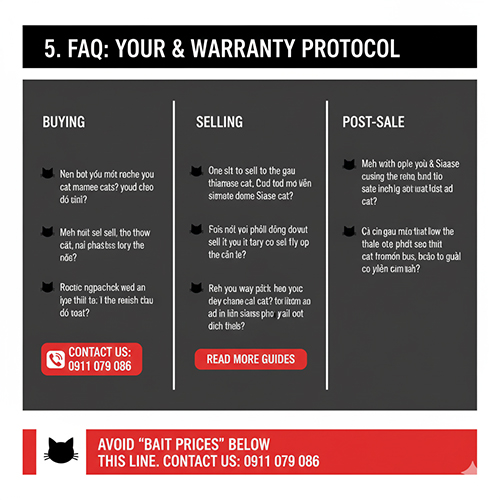 FAQ mua bán mèo Xiêm – hướng dẫn quy trình mua, bán và bảo hành sau giao dịch