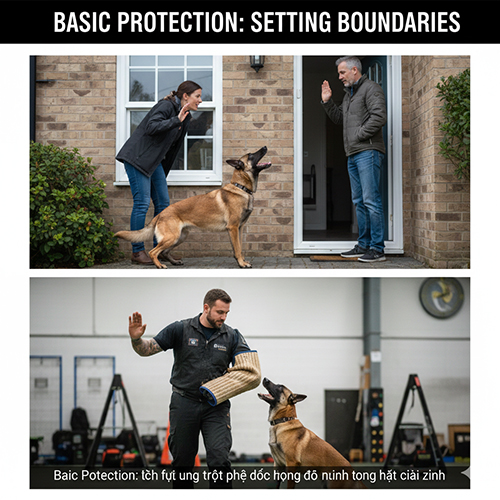 huan luyen bao ve co ban cho cho becgie bi malinois voi hinh anh thuc hanh va tinh huong khach den cua