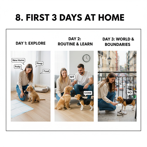 Huấn luyện chó con mới về nhà trong 3 ngày đầu đúng cách