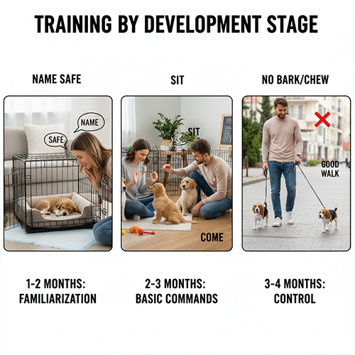 Huấn luyện chó con theo từng giai đoạn phát triển từ 1 đến 4 tháng tuổi