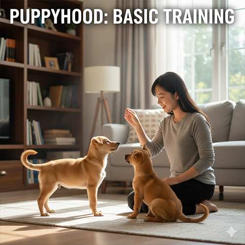 Huấn luyện cơ bản cho chó Phú Quốc con từ 2 đến 6 tháng tuổi trong không gian gia đình