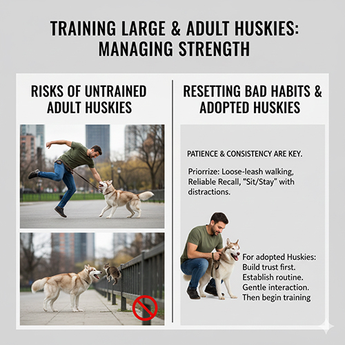 Huấn luyện chó Husky trưởng thành và Husky to để kiểm soát sức mạnh