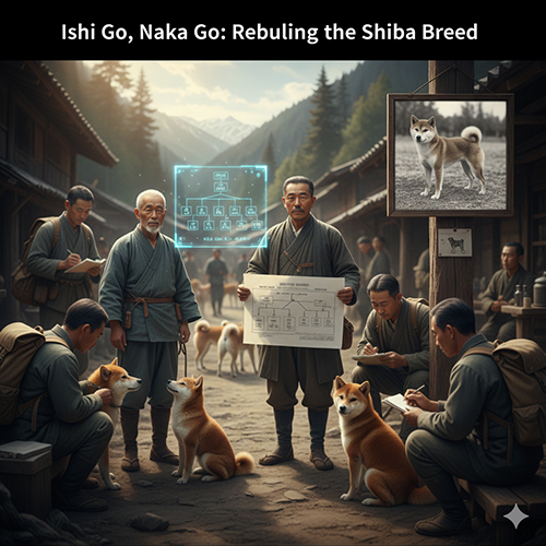 Hình minh họa Ishi Go, Naka Go và nỗ lực tái dựng giống Shiba Inu sau Thế chiến II