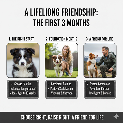 Thông điệp kết: chọn đúng và nuôi đúng 3 tháng đầu để có một Border Collie gắn bó cả đời