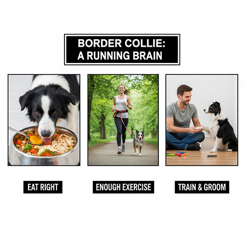 tóm tắt cách nuôi chó border collie với ăn uống vận động và huấn luyện minh họa bộ não biết chạy
