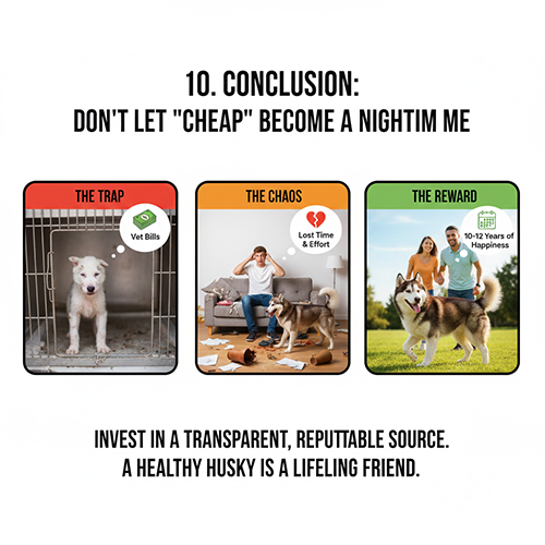 So sánh hậu quả khi mua chó Husky giá rẻ và niềm hạnh phúc khi chọn Husky khỏe mạnh từ nguồn uy tín