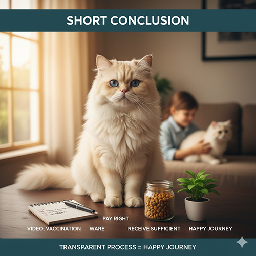 Kết luận ngắn gọn về cách đọc giá mèo Ba Tư và tầm quan trọng của quy trình minh bạch