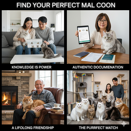 Người mua tìm hiểu thông tin, đối chiếu giấy tờ và gặp nhiều mèo Maine Coon để chọn bé phù hợp