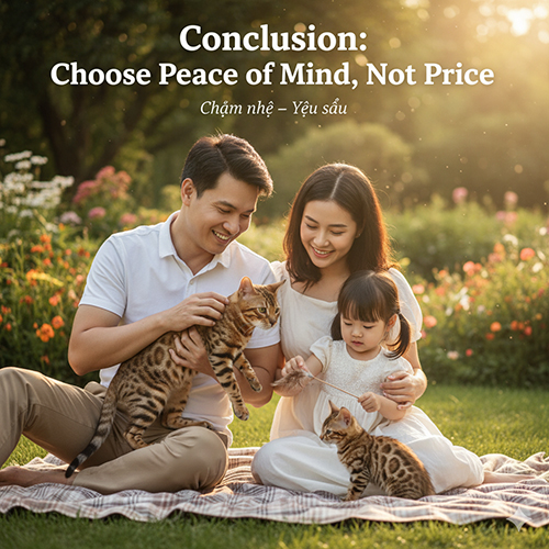 Gia đình hạnh phúc chơi đùa cùng hai chú mèo Bengal ngoài công viên buổi chiều nắng vàng