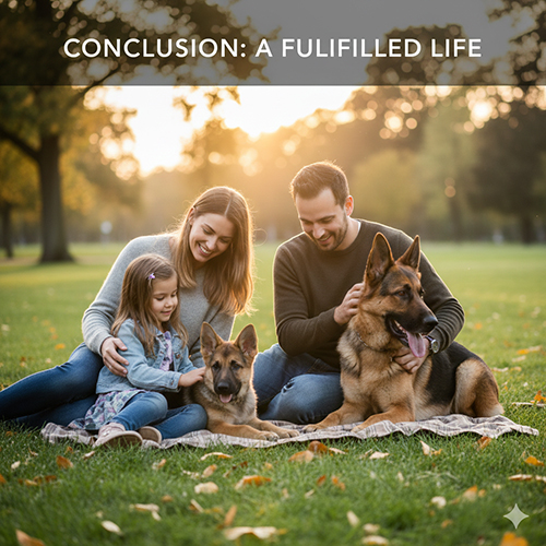 Gia đình hạnh phúc bên chó Becgie Đức minh họa cuộc sống trọn vẹn