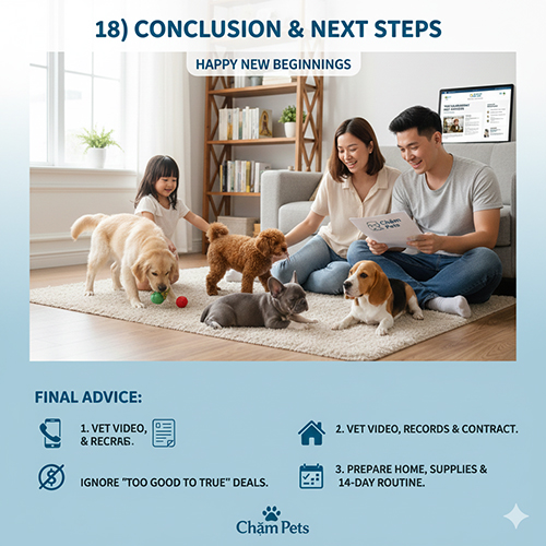 Gia đình vui vẻ bên chó cảnh khỏe mạnh sau khi chọn đúng nơi mua minh bạch