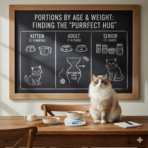 Khẩu phần ăn cho mèo Ragdoll theo tuổi và cân nặng, hướng dẫn lượng ăn cho mèo con, trưởng thành và mèo lớn tuổi