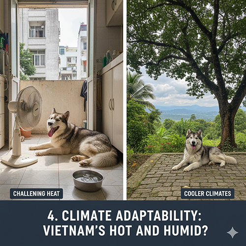 Chó Husky lai Becgie nằm trong nhà nóng và ngoài trời khí hậu mát