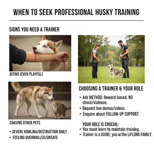 Dấu hiệu nên nhờ chuyên gia huấn luyện chó Husky