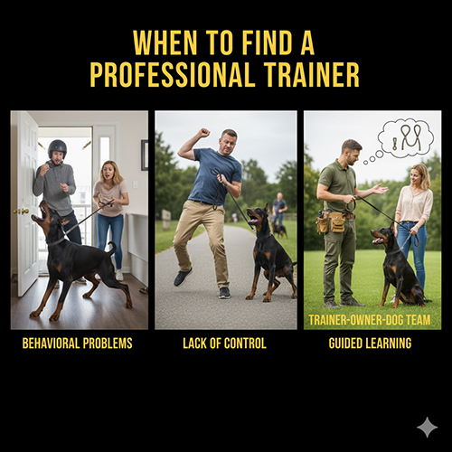 Khi nào cần tìm huấn luyện viên chuyên nghiệp cho chó Doberman