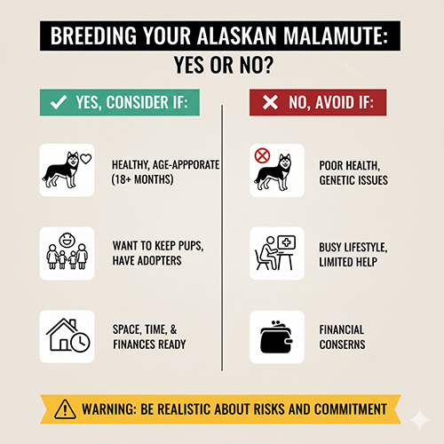 Khi nào nên cho chó Alaska Malamute phối giống và khi nào nên cân nhắc không phối