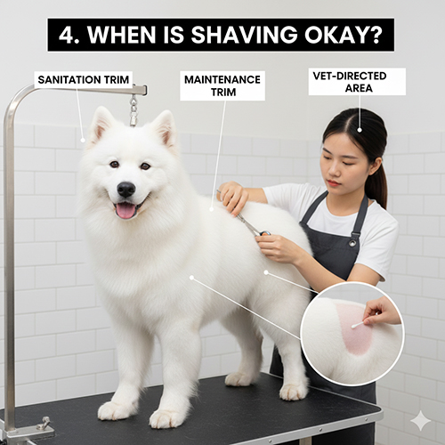 Cắt tỉa vệ sinh và grooming an toàn cho chó Samoyed