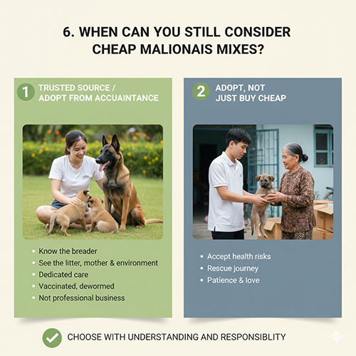 Ảnh minh họa hai trường hợp có thể cân nhắc chó lai Béc Bỉ giá rẻ: nguồn quen biết đáng tin và trường hợp nhận nuôi vì hoàn cảnh