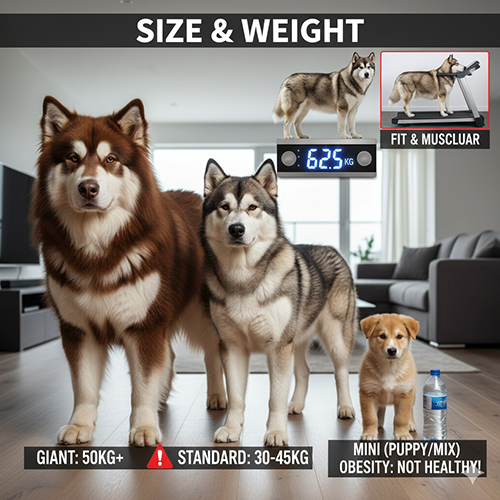 So sánh kích thước và cân nặng chó Alaska Malamute standard giant và mini