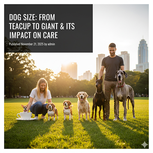 Minh họa các kích thước loài chó từ teacup đến khổng lồ và ảnh hưởng tới cách chăm sóc