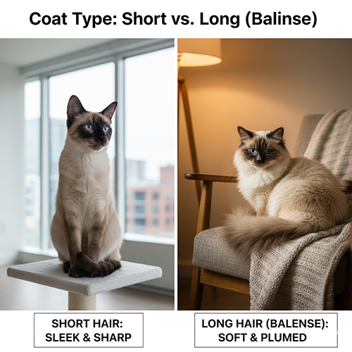 So sánh mèo Xiêm lông ngắn và mèo Xiêm lông dài Balinese về ngoại hình và phong cách