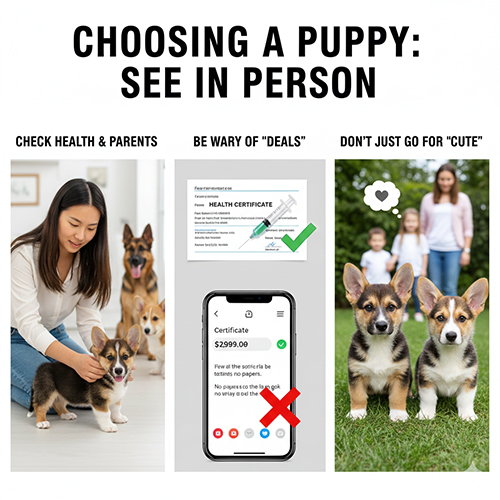 Ba bước chọn mua Corgi lai Becgie: xem trực tiếp, cảnh giác giá rẻ và không chọn chỉ vì ngoại hình dễ thương