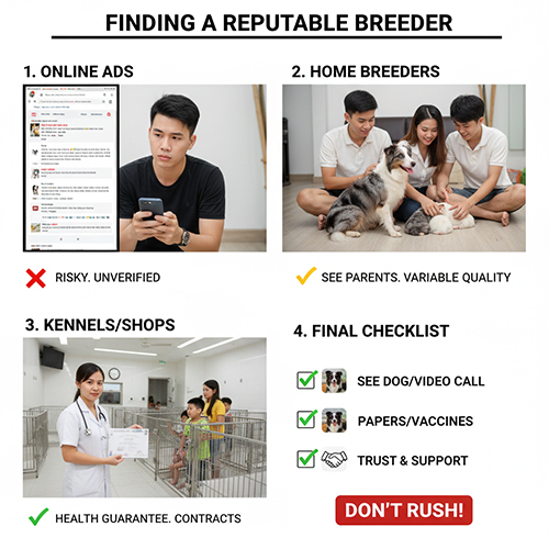 Kinh nghiệm chọn nơi mua Border Collie uy tín: so sánh kênh bán, checklist kiểm tra và dấu hiệu trại chất lượng