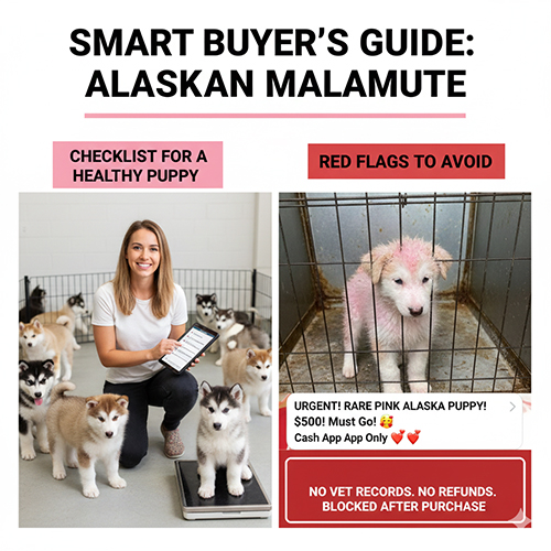 Hướng dẫn mua chó Alaska hồng phấn an toàn với checklist chó khỏe và cảnh báo bẫy người bán