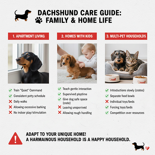 Kinh nghiệm nuôi chó Lạp xưởng trong chung cư, nhà có trẻ nhỏ và gia đình nhiều thú cưng