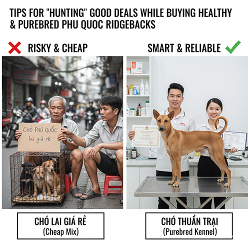 Infographic kinh nghiệm săn giá tốt mua chó Phú Quốc khỏe đúng giống