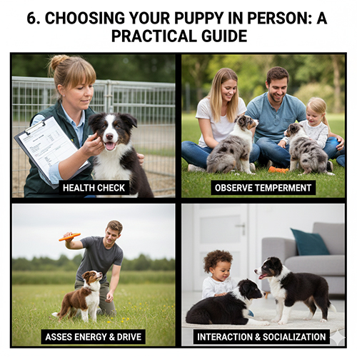 Kinh nghiệm xem chó Border Collie trực tiếp: kiểm tra sức khỏe, quan sát tính cách và đánh giá mức năng lượng