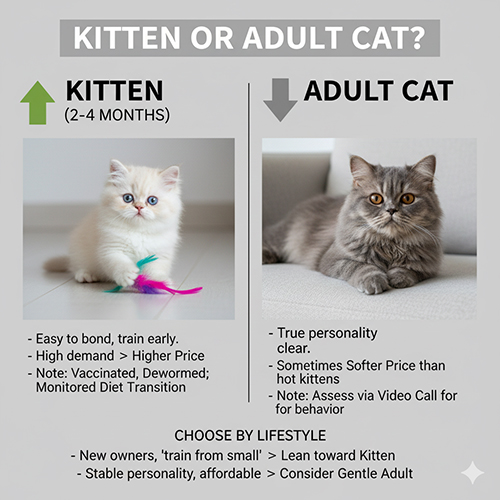 So sánh giá trị và đặc điểm khi chọn mèo Ba Tư kitten và mèo trưởng thành